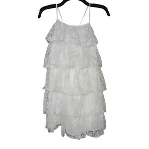 Idem Ditto White Tulle Lace Tiered Dress Mini Wedding Party Cocktail Size S NWT